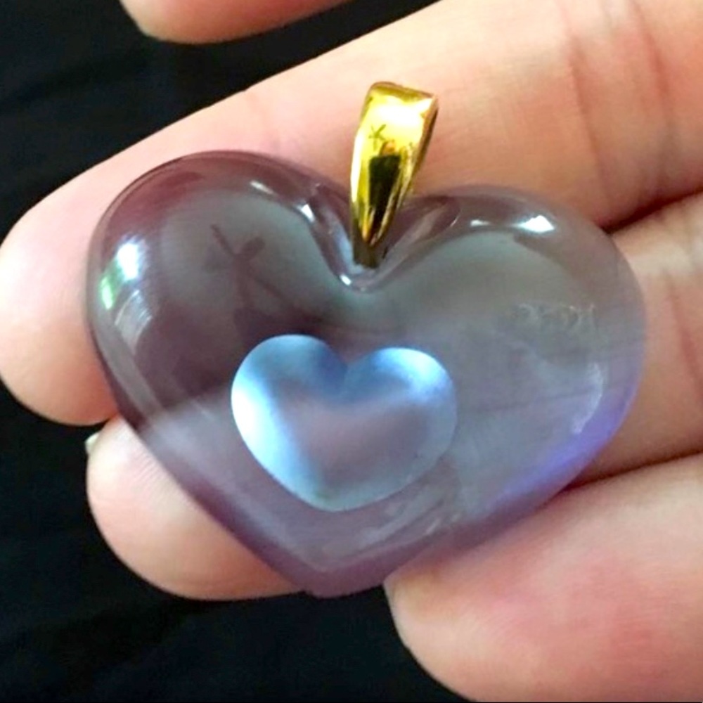 💙 Lalique Crystal “Tender Heart” Pendant Necklace
